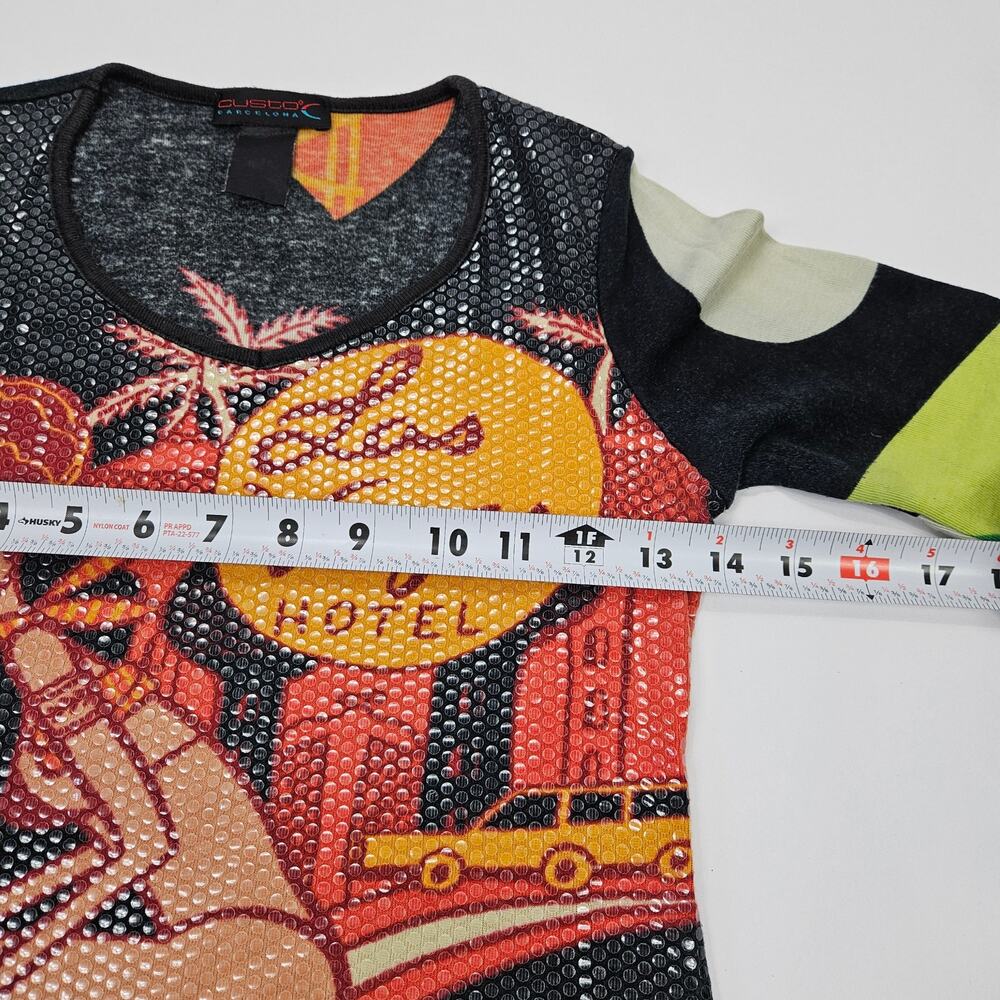 Y2k Custo Barcelona Sequin Top Las Vegas Graphic - Small - Picture 5 of 6